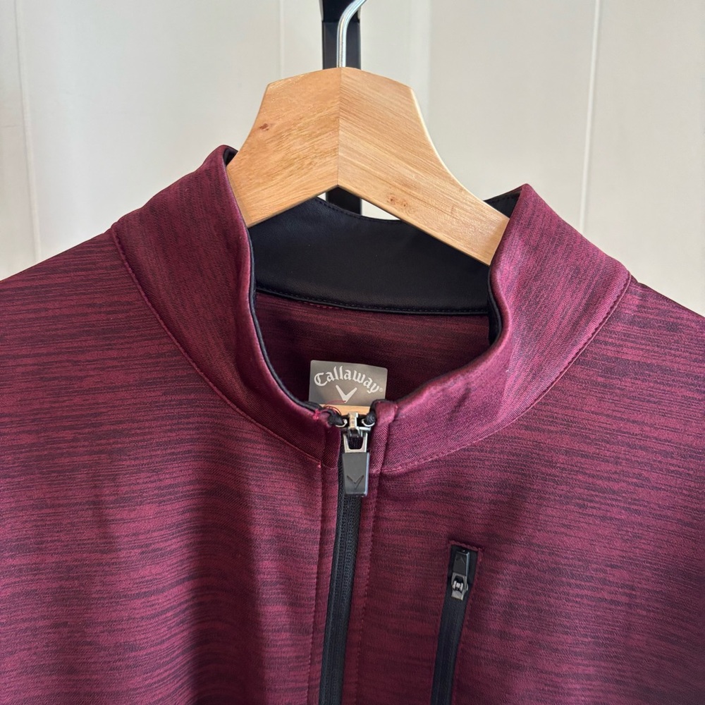 Callaway Burgundy Mock Neck Performance 1/4 Zip Pullover Men’s Large